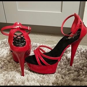 Pleaser Platform Heels with Black Lace back & Ankle Strap